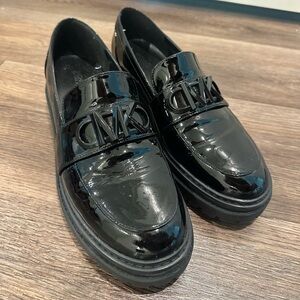 Michael Kors black patent leather shiny loafers